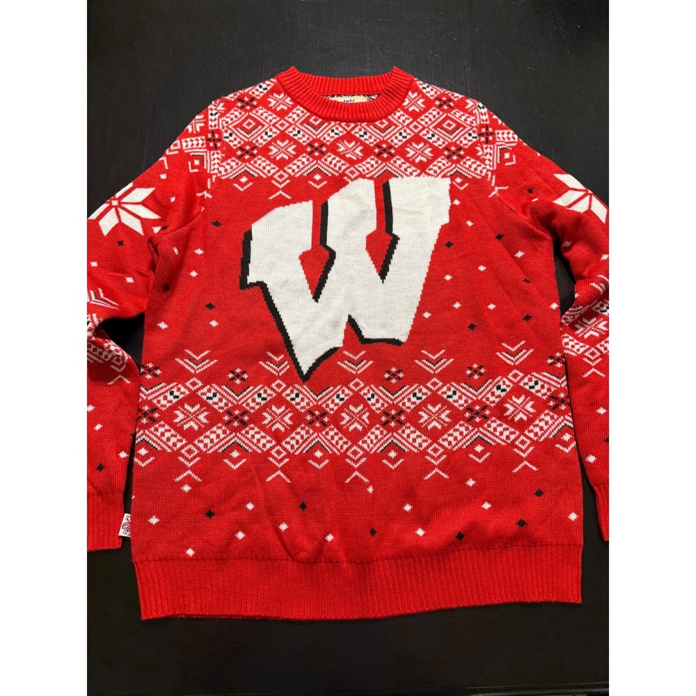 Campus‎ Specialties Wisconsin Badgers Fair Isle Knit Sweater Mens Large W Logo